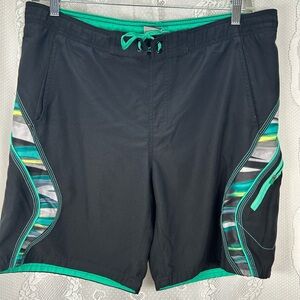 Nike Vintage Men’s Swim Trunks Retro Black and Green Size M excellent condition